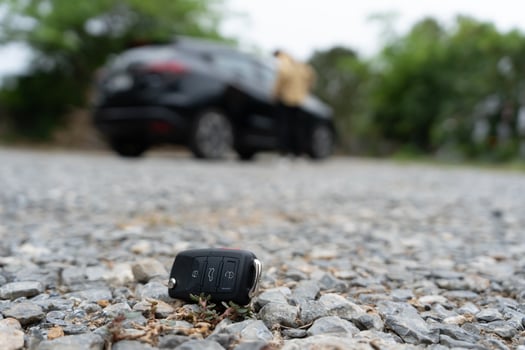 keys on the ground, Car keys dropped on the floor or fall lying on the street home front. Walking Away From Lost Car Key, can not transport, express, rush time, wast time, emergency photo