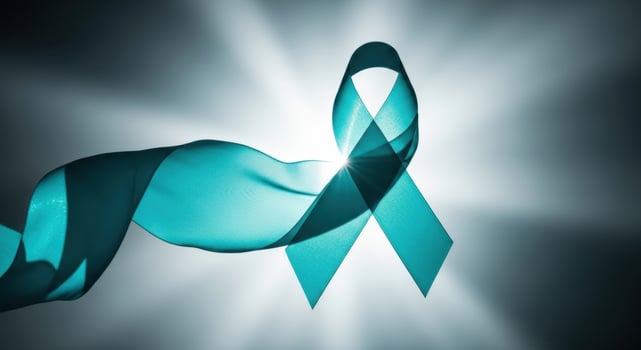 Vibrant Teal Awareness Ribbon Symbolizing Support and Hope for Various Causes photo