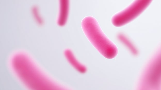 Abstract illustration of pink bacteria floating in a soft-focus environment, showcasing organic shapes and textures, representing microscopic life and biological processes photo