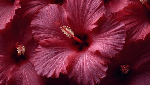 Vibrant hibiscus petals in bold colors nature close-up lush tropical environment photo