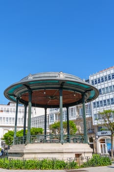 A clear blue sky and a pavillon photo