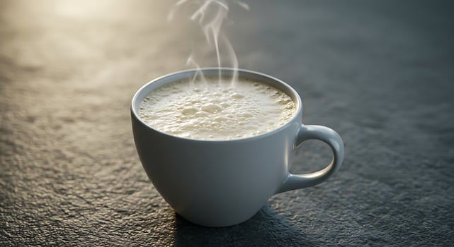 Steaming Cup of Coffee on Dark Surface with Light photo
