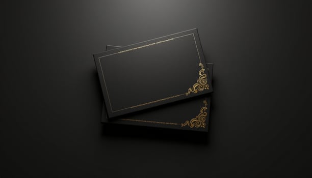Black and gold book cover mockup with golden pattern photo