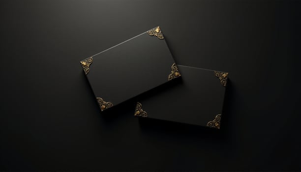 Black and gold boxes on a black background photo