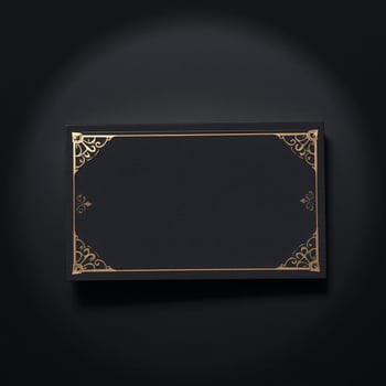 Black and gold frame with golden border on a black background photo