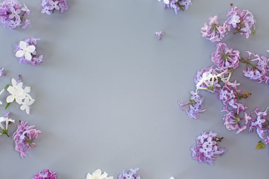 Romantic lilac bouquet on gray background photo