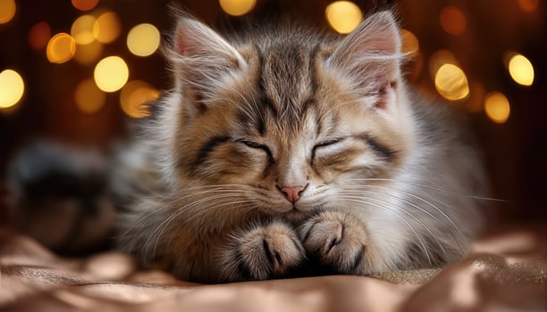 Close Up of a Kittys Paws in Slow Shutter Speed Effect, Warm Cat Portrait Showcasing Soft Fur Textures and Playful Expressions, Perfect for Digital Art, Home Decor, or Design Inspiration. photo