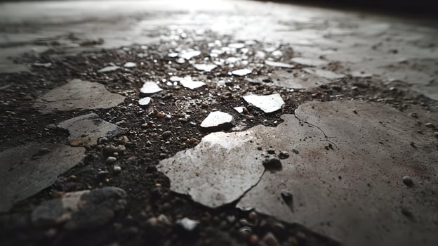 Aged concrete surface displaying textures of stone and debris in the light adds to its character photo