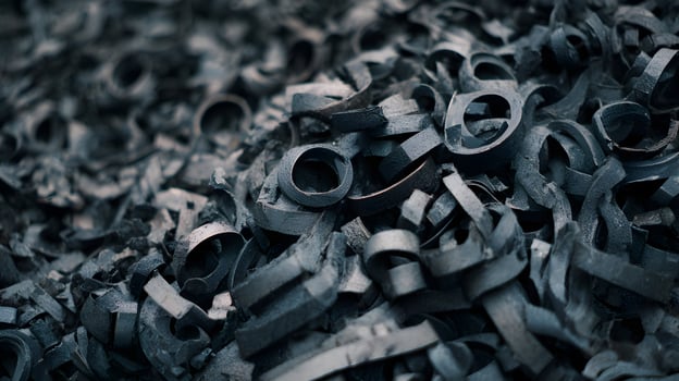 Metal scrap pile close up shows industrial waste recycling and resource usage efficiency concept photo