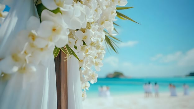 Beach Wedding Arch with White Orchids photo