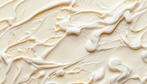 Melting vanilla ice cream close-up kitchen food photography bright lighting artistic concept photo