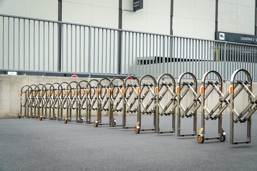Movable and portable street fence for preventing cars entering the area. photo