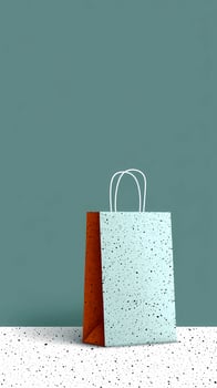 Minimalist Shopping Bag on Dark Green Background - Clean Flat Illustration with Blank photo