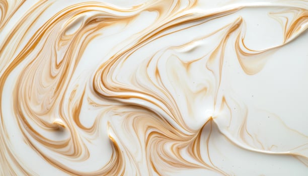 Artistic swirl of condensed milk in coffee close-up food art soft natural environment photo