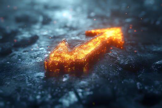 Glowing Arrow on Dark Ground - Concept Art for Growth and Direction photo