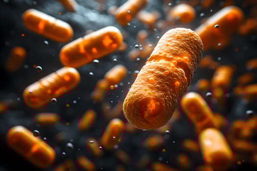 3D Render of Floating Capsules for Scientific Research and Medical Study Design photo