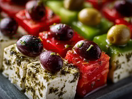 Beautifully Crafted Greek Salad with Feta, Olives, and Vegetables photo