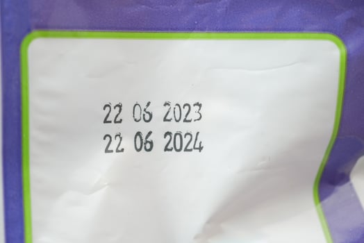 Expiration dates printed on packaging in 2023 and 2024 photo