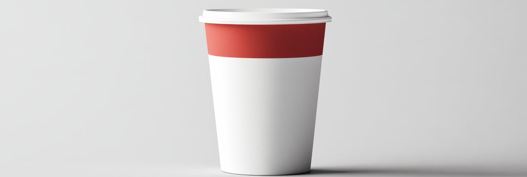 Red and White Disposable Cup for Convenient Beverage Transport at Events and Offices, Stylish Design photo