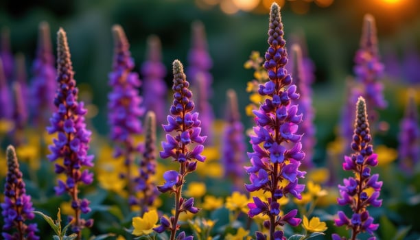 deep purple salvia glowing at dusk photo