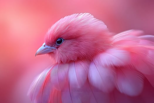 Vibrant Pink Bird with Soft Feathers on Blurred Pink Background for Nature Design photo