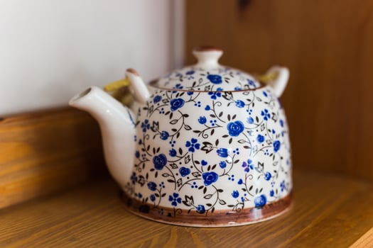 blue and white tea pot kettle japanese style photo