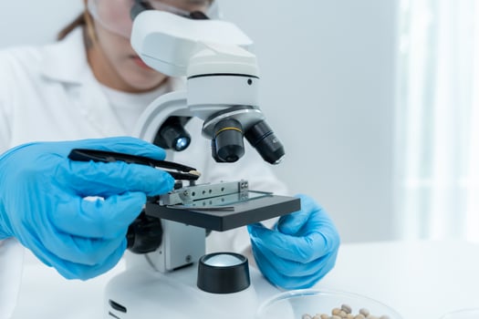 Scientist check chemical grains residues in laboratory. Control experts inspect the concentration of chemical residues. hazards, standard, prohibited substances, contaminate, Microbiologist photo