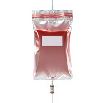 Blood bag isolated on white background photo
