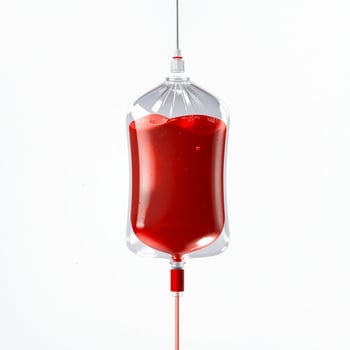 A blood bag is hanging from a hook photo