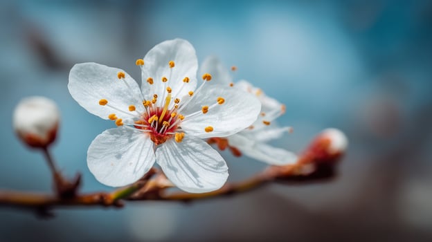 Flower photo on a tree with colorful natural background