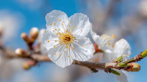 Springtime flower bloom with detailed petals and soft surroundings photo