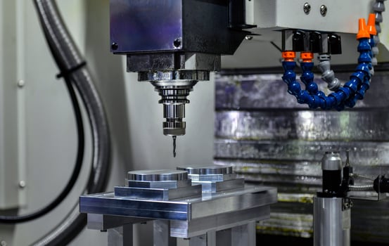 CNC lathe milling machine cutting featuring high precision the metal part , The hi-technology parts manufacturing photo