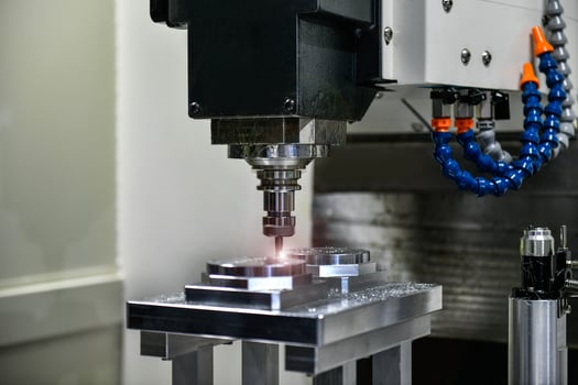 CNC lathe milling machine cutting featuring high precision the metal part photo