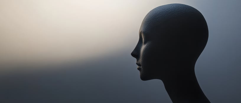 Mannequin head silhouette on soft backdrop photo