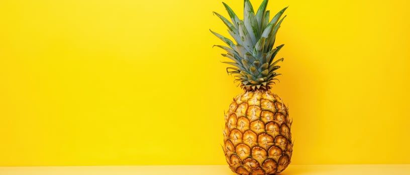 Pineapple on a bright yellow backdrop photo
