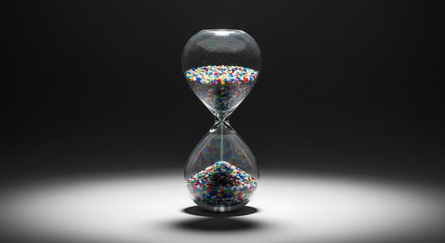 A sand hourglass with colorful sprinkles on it photo