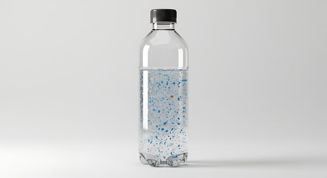 Plastic Bottle with Blue Particles in Water photo