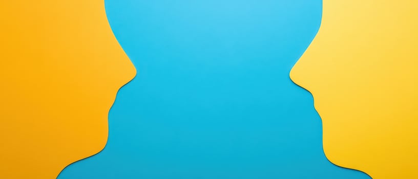 Silhouettes of two faces in contrasting colors photo