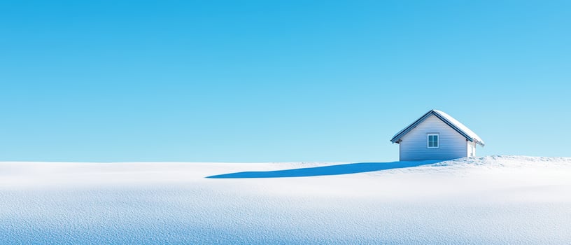 Snow covered house on a bright winter day photo