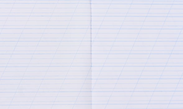 A close-up of a page from a school notebook with blue horizontal lines and diagonal guiding lines for handwriting practice photo