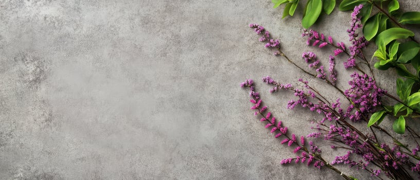 Purple flowers on a concrete background photo