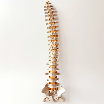 Close-up of 3D metal spine on white background. photo