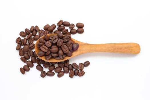 Bean on white, brown coffee beans isolated on white background photo