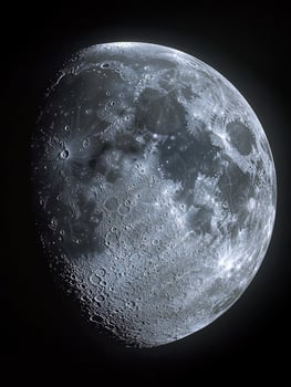 An incredibly detailed image showing the lunar surface features prominently photo
