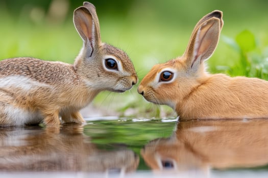 Two Rabbits in a Pond, Nature's Embrace photo