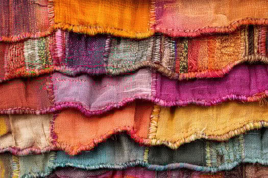Colorful patchwork fabric with textured seams and layered design photo