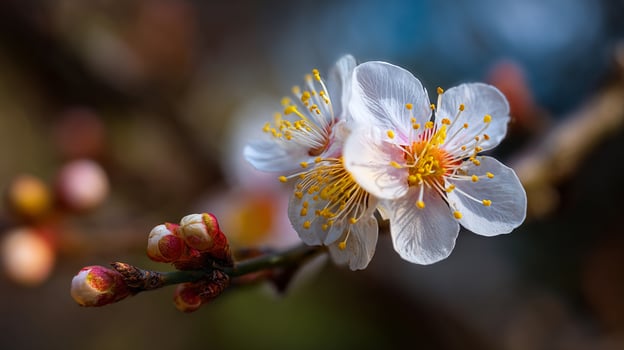 Macro photo of flower on tree with perfect lighting