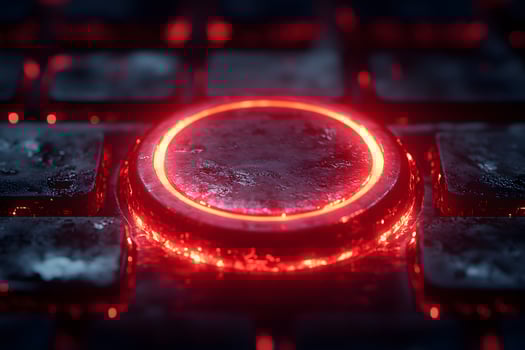 Futuristic Red-Illuminated Interface Button on Grunge Surface for Sci-Fi Themes photo