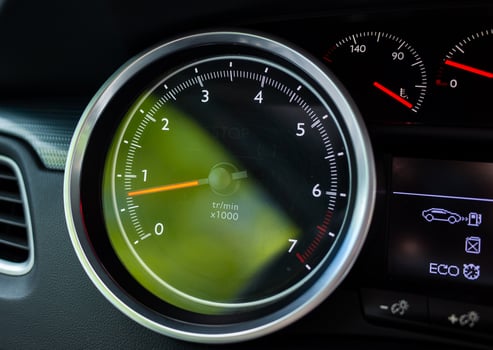Car Tachometer Close Up with Eco Mode Display photo