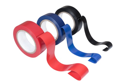 Colored rolls of insulation electrical tape photo